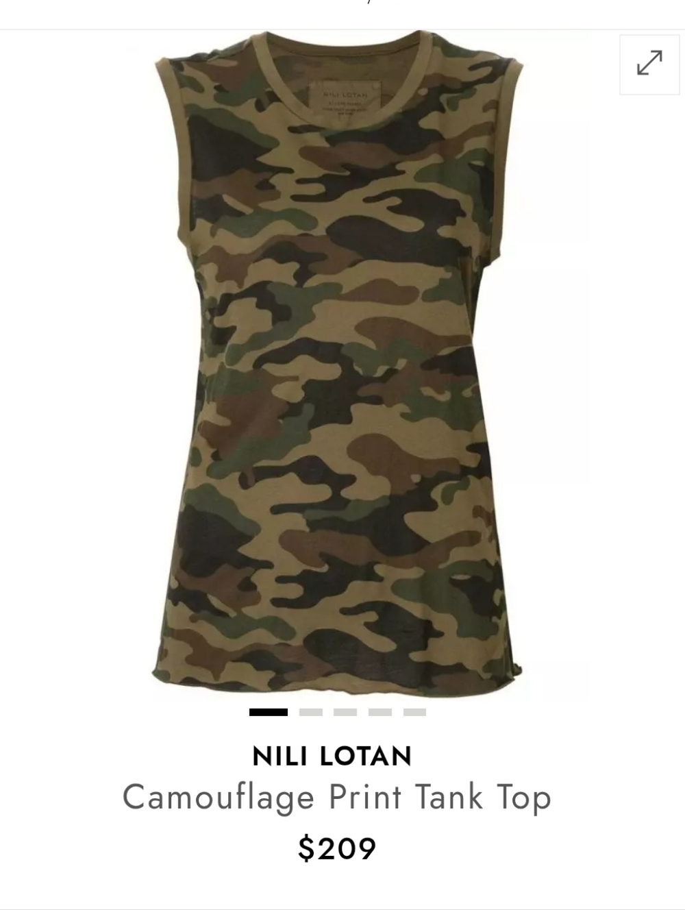 Nili Lotan Camouflage Camo Print Tank Top  Muscle Shirt - Sz. XS